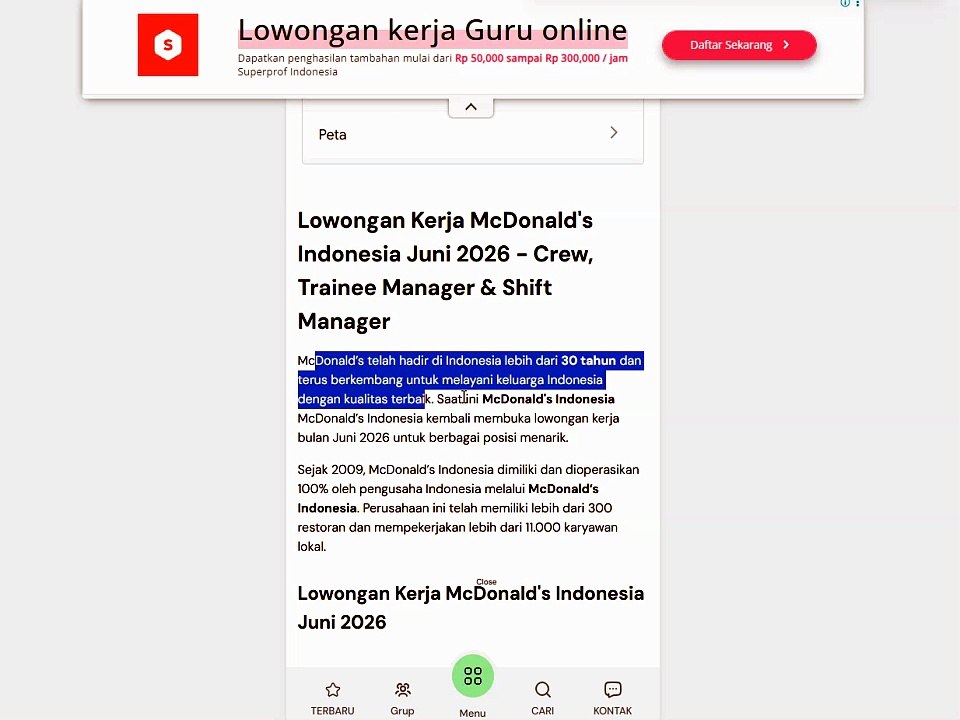 Lowongan Kerja McDonald's Indonesia Juni 2026