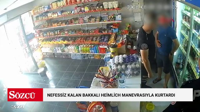Nefes borusuna şeker kaçan bakkalı, polis Heimlich manevrasıyla kurtardı