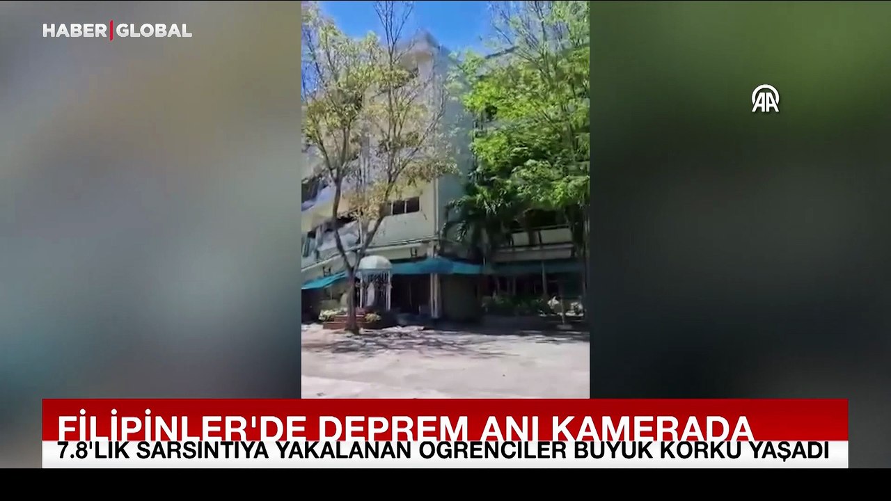 Filipinler'deki 7.8'lik depremde binalar peş peşe böyle yıkıldı