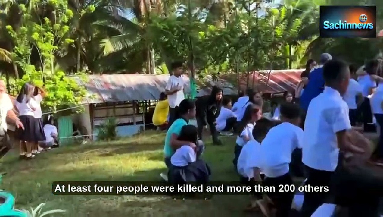 Terrifying Moment Massive Earthquake Strikes School in Philippines