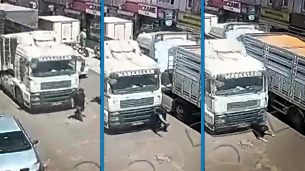 TIR'ın çarptığı yaya öldü; kaza kamerada