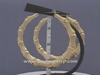 10K Gold Large Round Bamboo Hoop Earrings 3 3/8 Inch GB_17