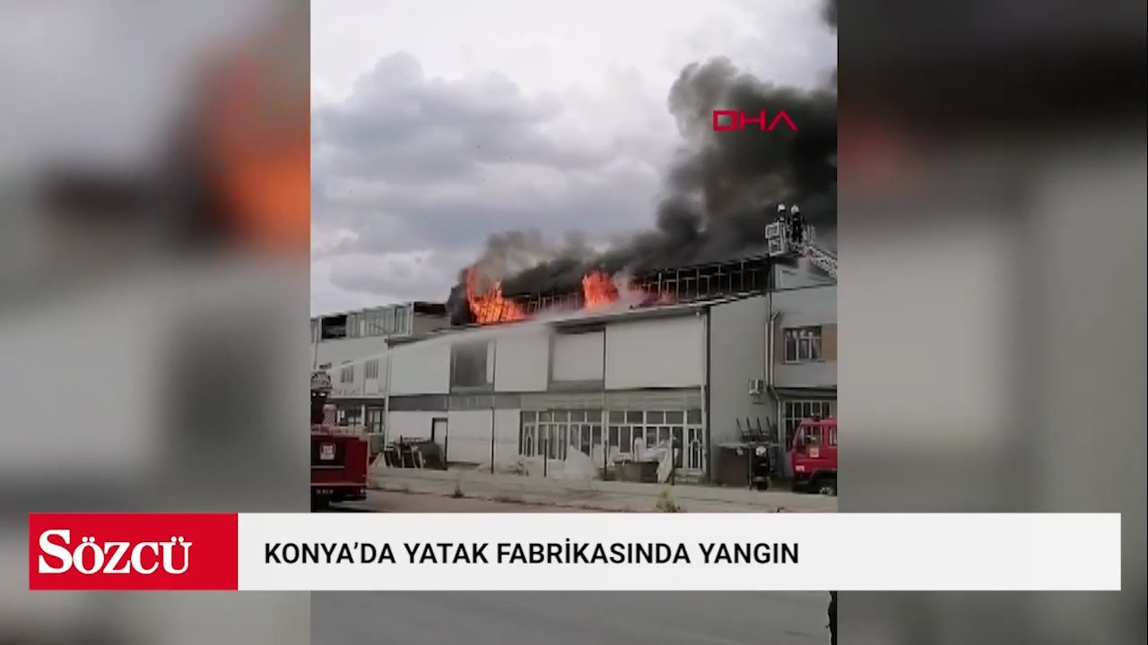 Konya'da yatak fabrikasında yangın; itfaiye eri yaralandı