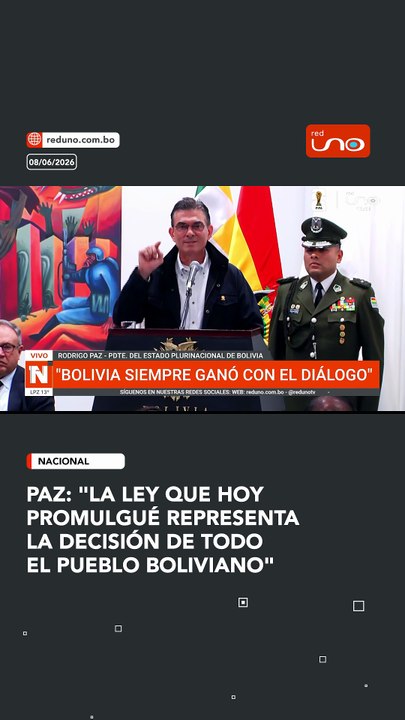 PAZ: "LA LEY QUE HOY PROMULGUÉ REPRESENTA LA DECISIÓN DE TODO EL PUEBLO BOLIVIANO"