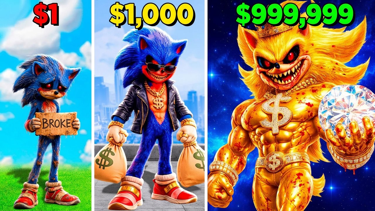 From $1 to $1,000,000: Playing as SONIC.EXE in GTA 5! (Sonic Movie Mod)