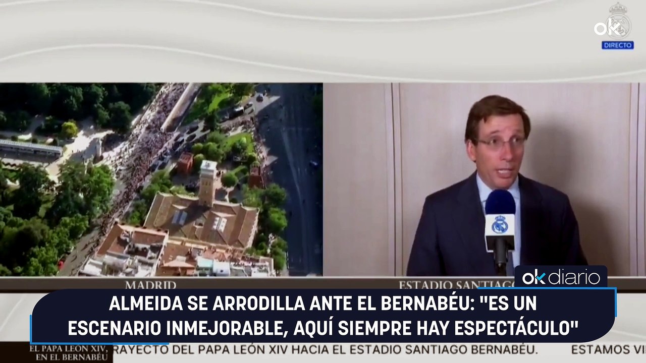 Almeida se arrodilla ante el Bernabéu: "Es un escenario inmejorable, aquí siempre hay espectáculo"