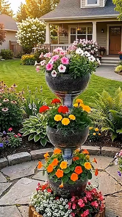 From cut gallon bottles to beautiful vertical flower pots #diy #garden