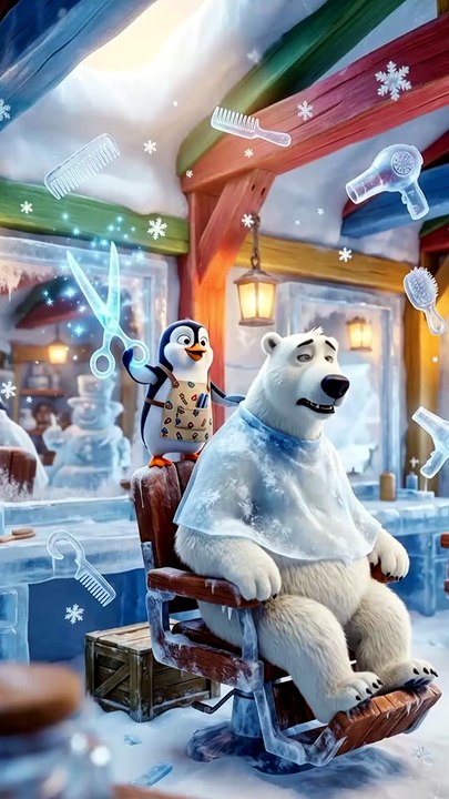 Penguin Barber Shop Disaster 😂🐧💈 | 3D Funny Ice Haircut Chaos