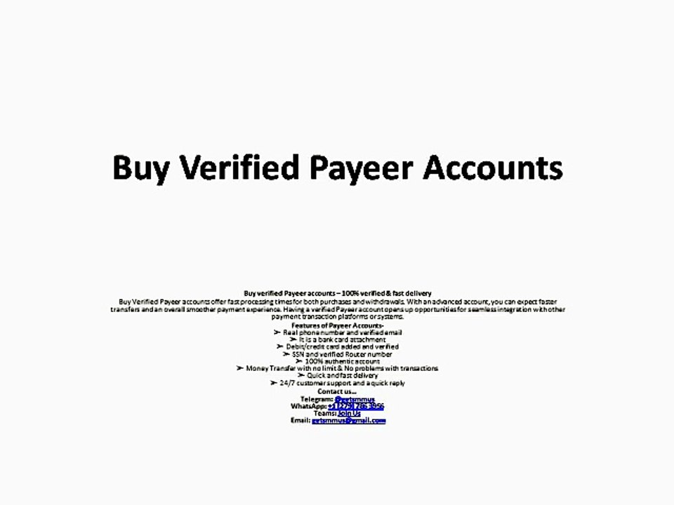 Buy Verified Payeer Accounts