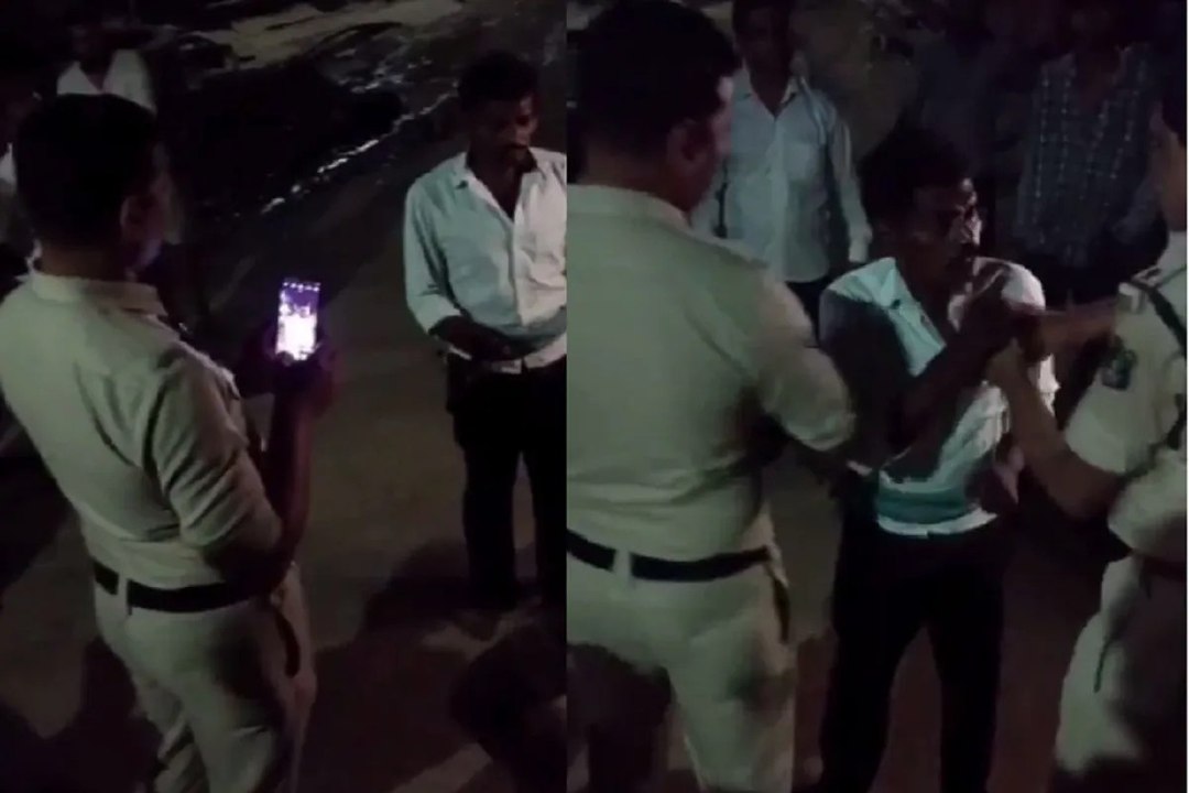 पुलिस और ग्रामीण के बीच बहस का वीडियो वायरल