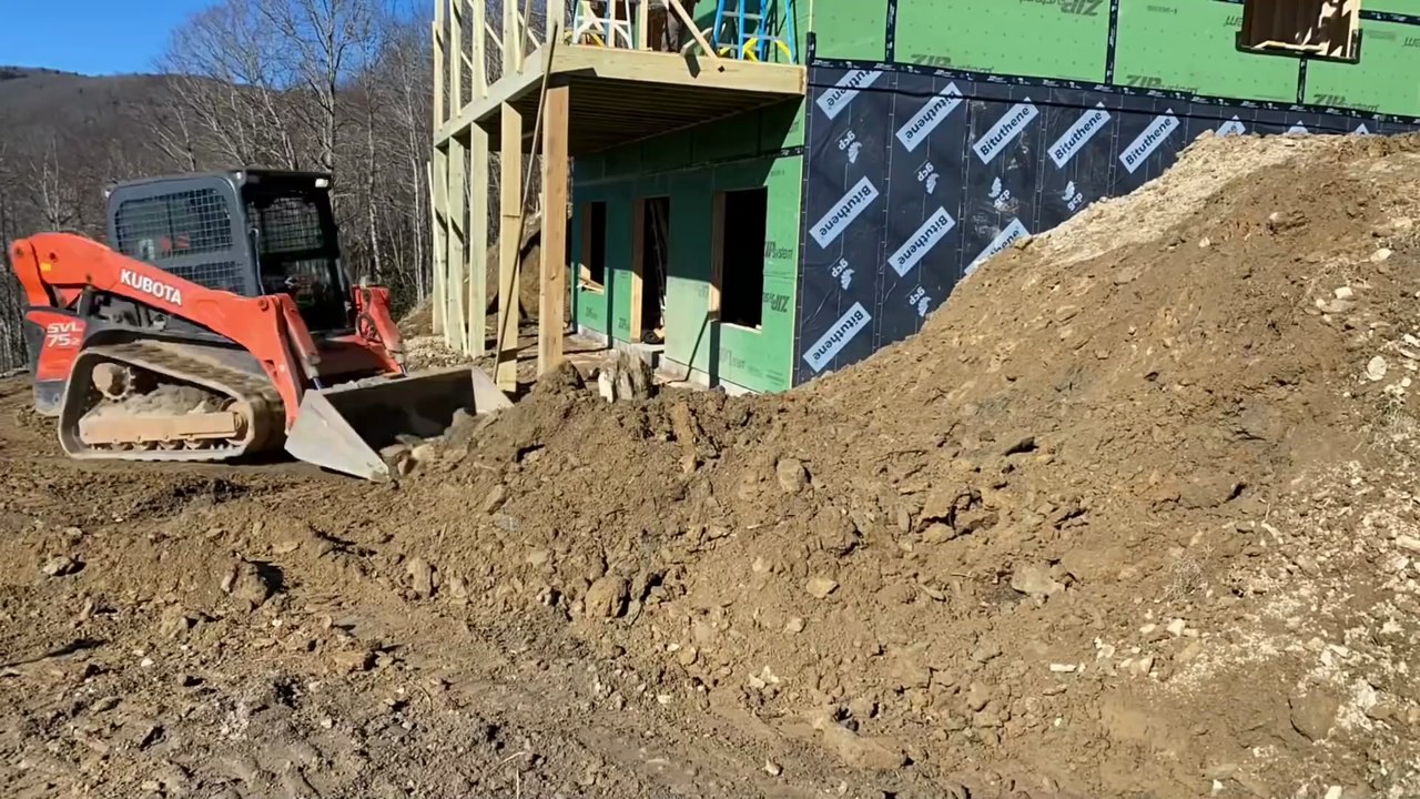 Building The Farmhouse | Day 23: Backfilling basement and sheathing the ROOF!