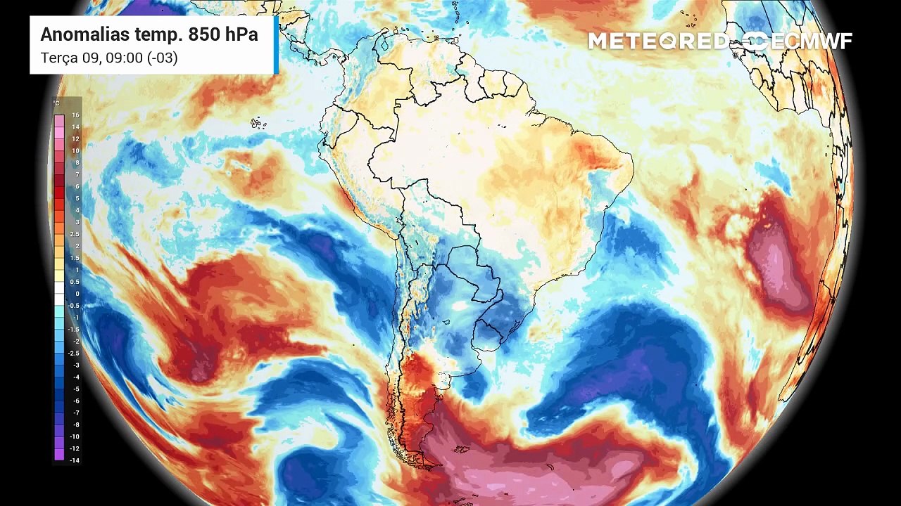 Terça-feira, 9 de Junho: Onda de frio terá duas massas polares e afetará até o Norte.