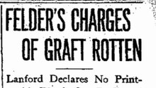 Sunday, 25th May 1913 Felders Charges of Graft Rotten