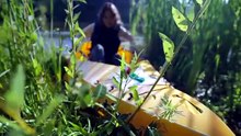 Solo Camping Girl in a Hammock Tent Lake Shore Fishing in a Folding Kayak ASMR