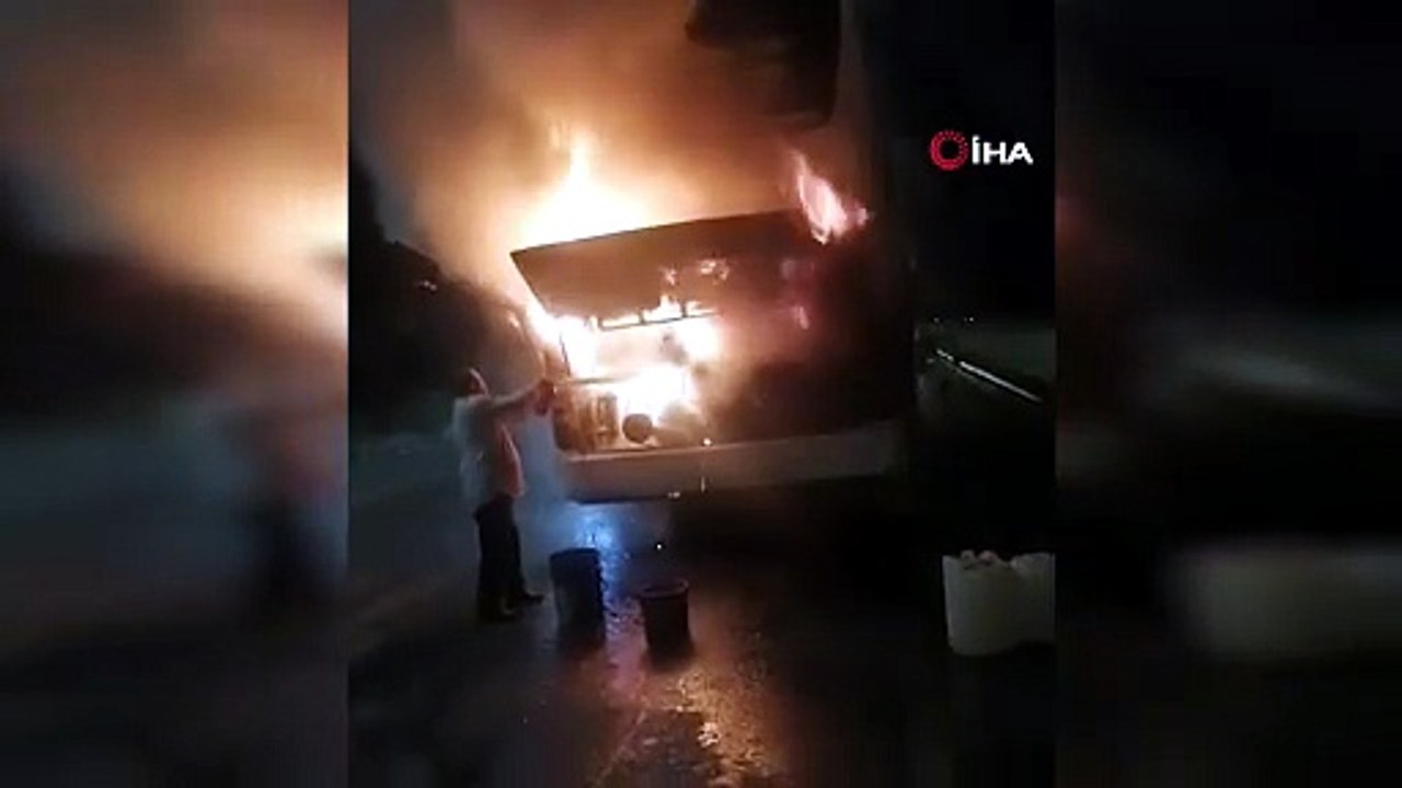Seyir halindeki yolcu otobüsü alev topuna döndü! Bir facia daha teğet geçti!