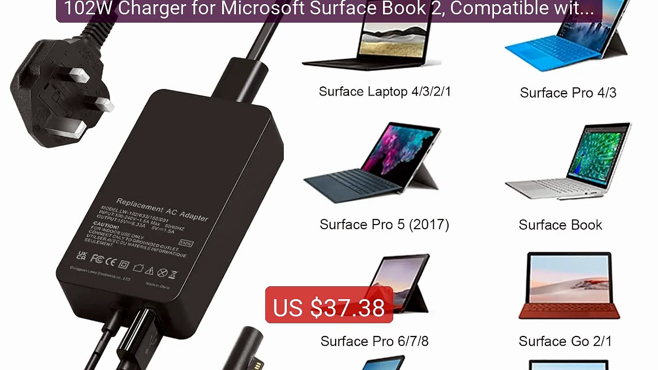 102W Charger for Microsoft Surface Book 2, Compatible with Sur... -- Hot Deal 2026 | Limited Offer!