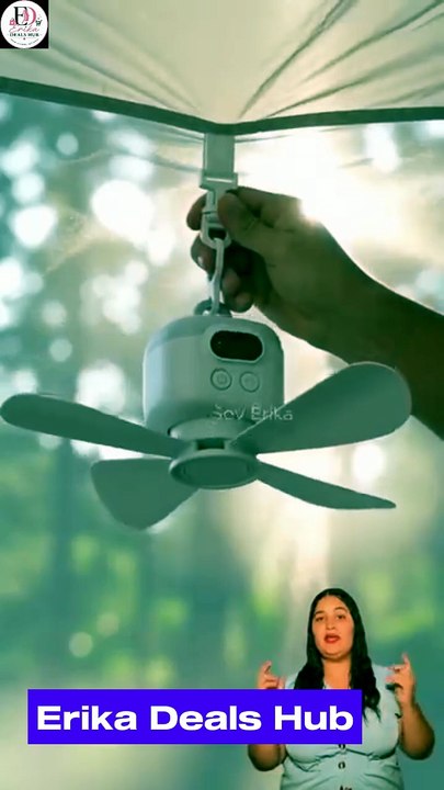 Ventilador de Techo Portátil para Camping | Con Luz LED y Control Remoto