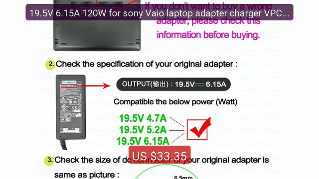 19.5V 6.15A 120W for sony Vaio laptop adapter charger VPCF1... Top Pick 2026 | Unbeatable Price!