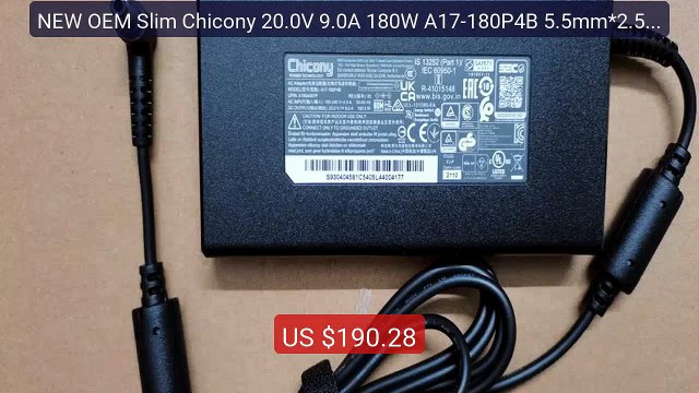 NEW OEM Slim Chicony 20.0V 9.0A 180W A17-180P4B 5.5mm*2.5mm AC... Best Buy 2026 | Great Quality!