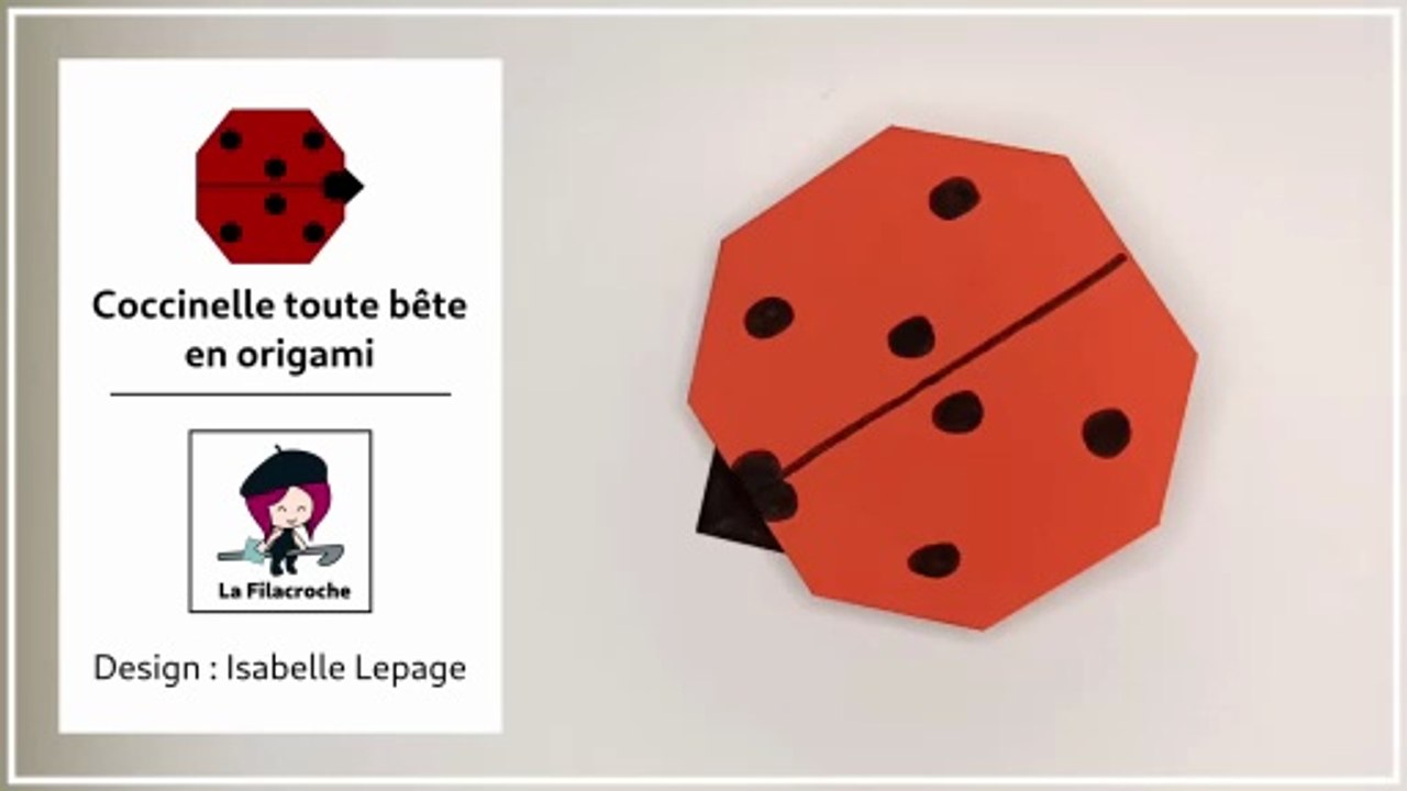 Coccinelle toute bête en origami avec un rectangle - Very easy origami ladybug with rectangle