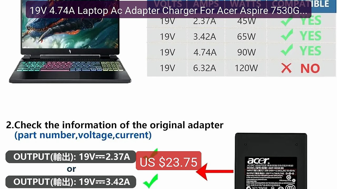 19V 4.74A Laptop Ac Adapter Charger For Acer Aspire 7530G 753... -- Amazing Value 2026 | Must Have!