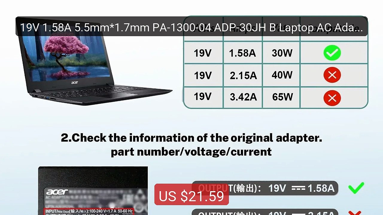 19V 1.58A 5.5mm*1.7mm PA-1300-04 ADP-30JH B Laptop AC Adapter ... -- Hot Deal 2026 | Limited Offer!