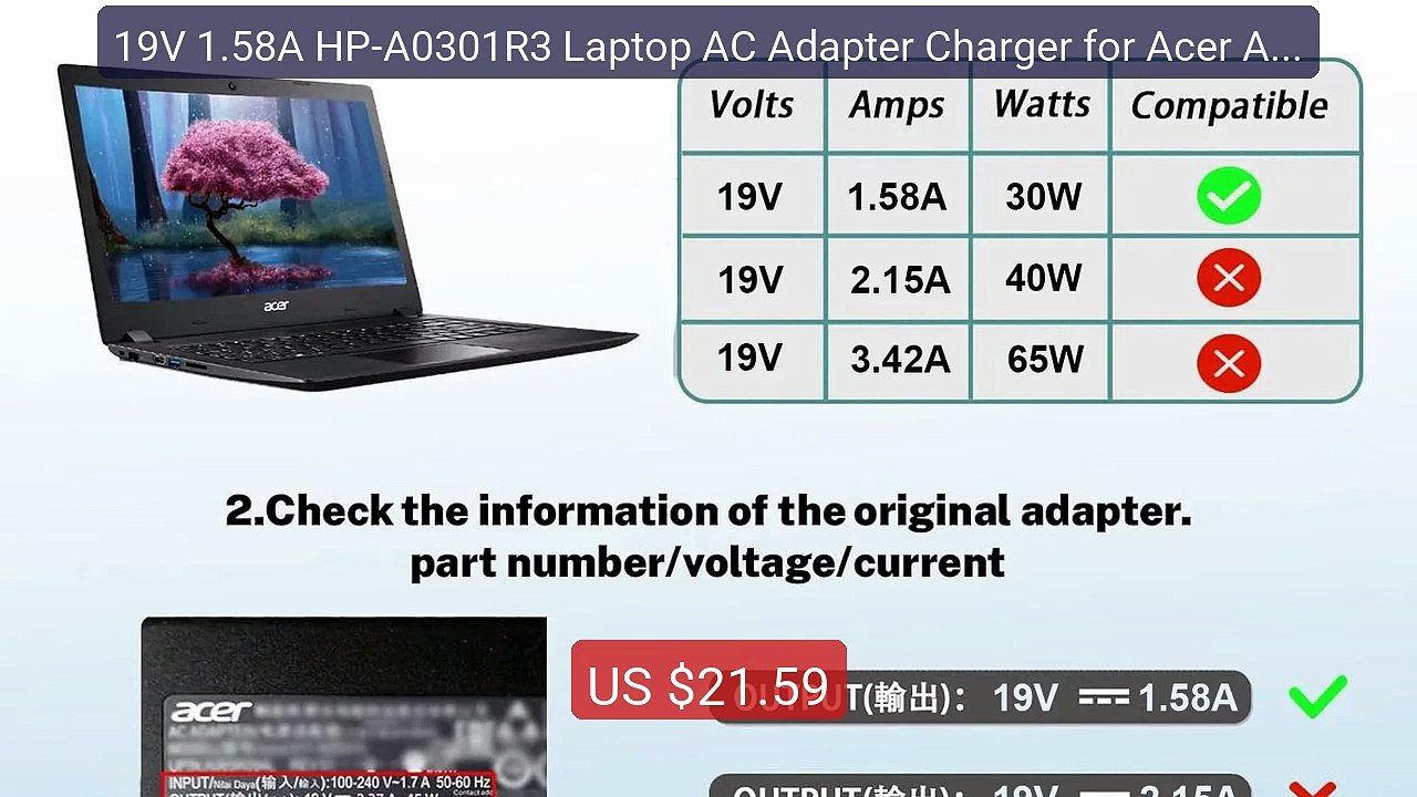 19V 1.58A HP-A0301R3 Laptop AC Adapter Charger for Acer Aspire 182... -- Best Deal 2026 | Shop Now!