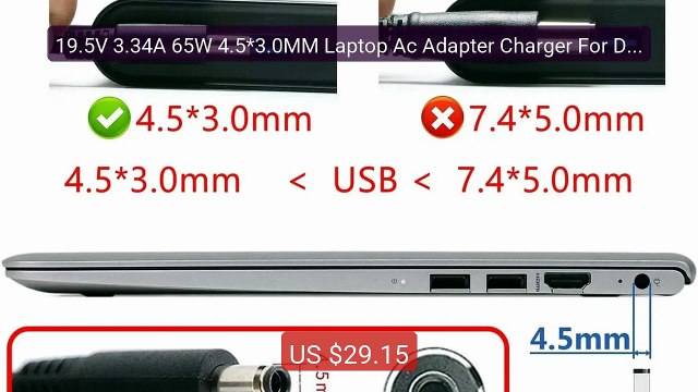19.5V 3.34A 65W 4.5*3.0MM Laptop Ac Adapter Charger For Dell V... Best Buy 2026 | Great Quality!