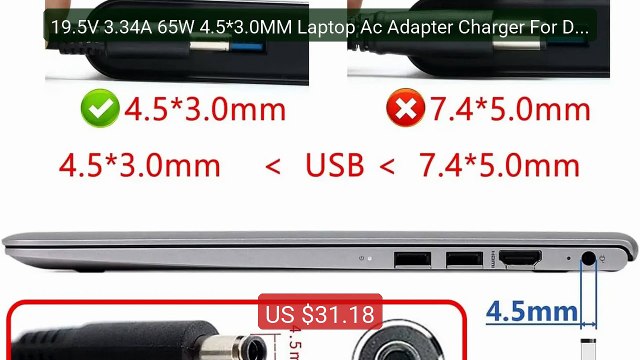 19.5V 3.34A 65W 4.5*3.0MM Laptop Ac Adapter Charger For Dell Inspir... Top Rated 2026 | Buy Now!