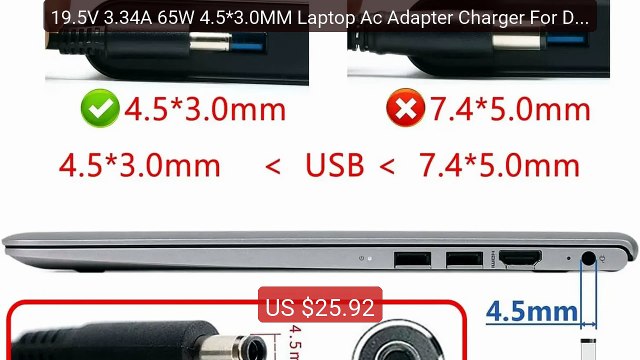 19.5V 3.34A 65W 4.5*3.0MM Laptop Ac Adapter Charger For Dell Inspir... Top Rated 2026 | Buy Now!