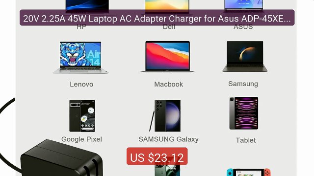 20V 2.25A 45W Laptop AC Adapter Charger for Asus ADP-45XE BA Trans... Best Deal 2026 | Shop Now!