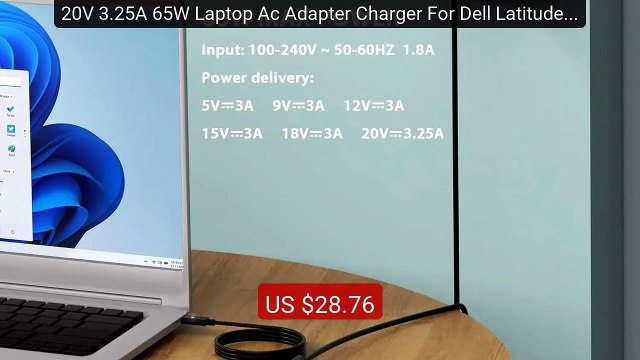 20V 3.25A 65W Laptop Ac Adapter Charger For Dell Latitude 5289... Best Buy 2026 | Great Quality!