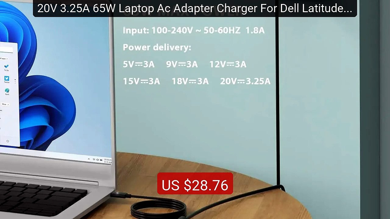 20V 3.25A 65W Laptop Ac Adapter Charger For Dell Latitude 5289... -- Best Buy 2026 | Great Quality!