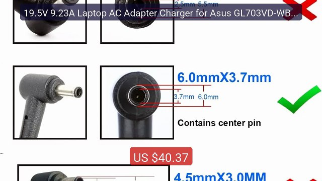 19.5V 9.23A Laptop AC Adapter Charger for Asus GL703VD-WB71 FA180PM... Top Rated 2026 | Buy Now!