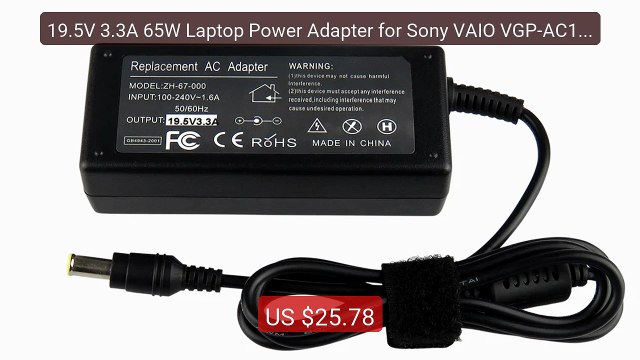 19.5V 3.3A 65W Laptop Power Adapter for Sony VAIO VGP-AC19V... Top Pick 2026 | Unbeatable Price!