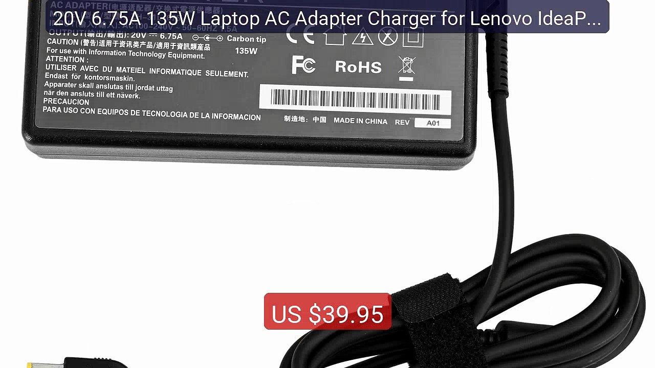 20V 6.75A 135W Laptop AC Adapter Charger for Lenovo IdeaPad Y5... -- Best Buy 2026 | Great Quality!