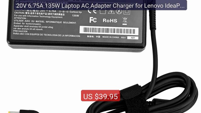20V 6.75A 135W Laptop AC Adapter Charger for Lenovo IdeaPad Y5... Best Buy 2026 | Great Quality!