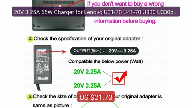 20V 3.25A 65W Charger for Lenovo U31-70 U41-70 U330 U330p U330T U43... Top Rated 2026 | Buy Now!