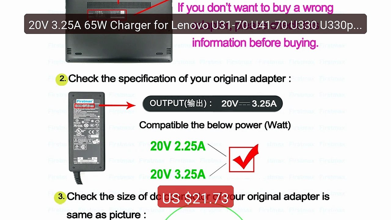 20V 3.25A 65W Charger for Lenovo U31-70 U41-70 U330 U330p U... -- Top Pick 2026 | Unbeatable Price!