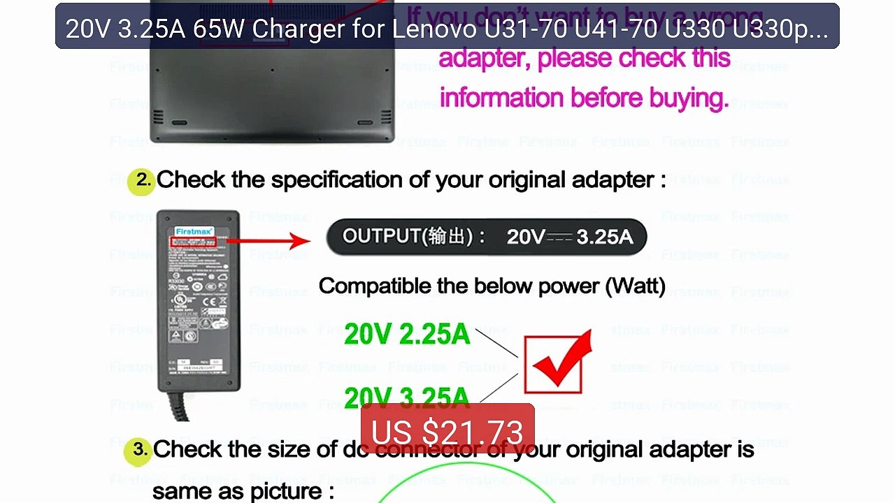 20V 3.25A 65W Charger for Lenovo U31-70 U41-70 U330 U330p U... -- Top Pick 2026 | Unbeatable Price!
