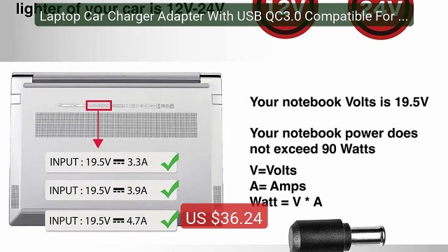 Laptop Car Charger Adapter With USB QC3.0 Compatible For SO... Top Pick 2026 | Unbeatable Price!