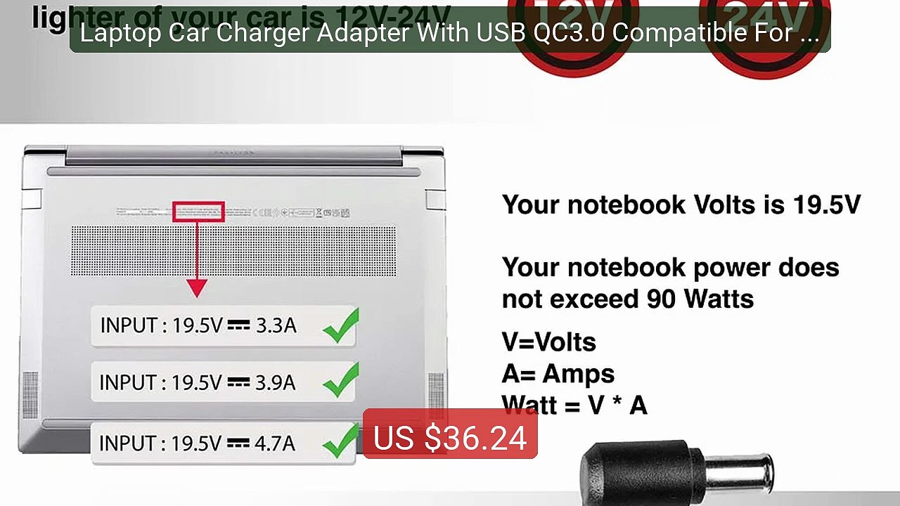 Laptop Car Charger Adapter With USB QC3.0 Compatible For SO... -- Top Pick 2026 | Unbeatable Price!