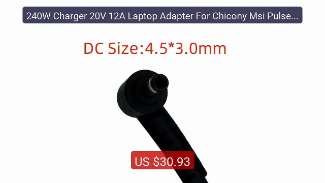 240W Charger 20V 12A Laptop Adapter For Chicony Msi Pulse GL66 12U... Best Deal 2026 | Shop Now!