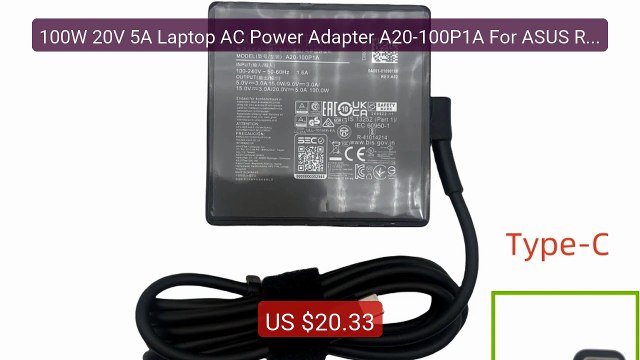 100W 20V 5A Laptop AC Power Adapter A20-100P1A For ASUS ROG Fl... Hot Deal 2026 | Limited Offer!