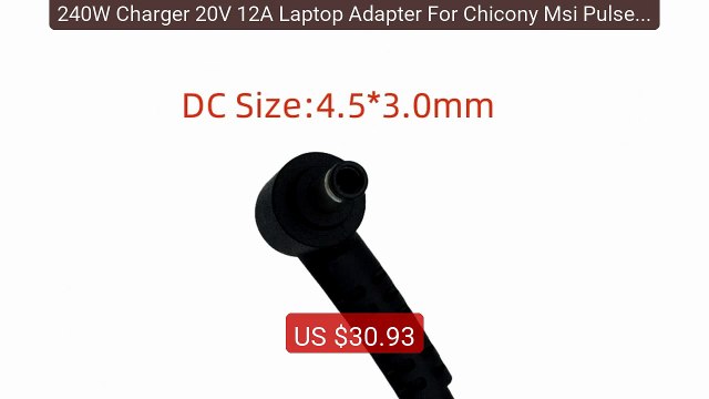 240W Charger 20V 12A Laptop Adapter For Chicony Msi Pulse GL6... Amazing Value 2026 | Must Have!