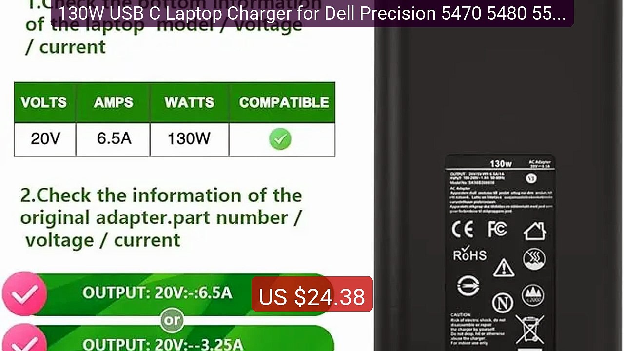 130W USB C Laptop Charger for Dell Precision 5470 5480 5550 55... -- Hot Deal 2026 | Limited Offer!