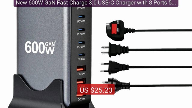 New 600W GaN Fast Charge 3.0 USB-C Charger with 8 Ports 5C3... Top Pick 2026 | Unbeatable Price!