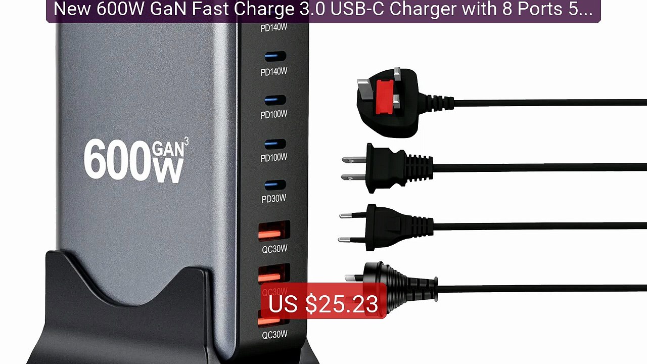 New 600W GaN Fast Charge 3.0 USB-C Charger with 8 Ports 5C3... -- Top Pick 2026 | Unbeatable Price!