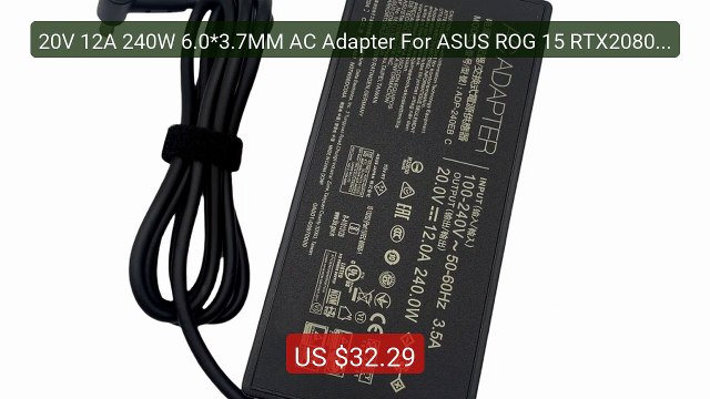 20V 12A 240W 6.0*3.7MM AC Adapter For ASUS ROG 15 RTX2080 Strix Sca... Top Rated 2026 | Buy Now!