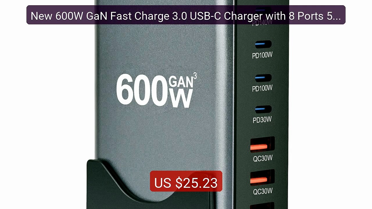 New 600W GaN Fast Charge 3.0 USB-C Charger with 8 Ports 5C3A PD, Po... -- Top Rated 2026 | Buy Now!